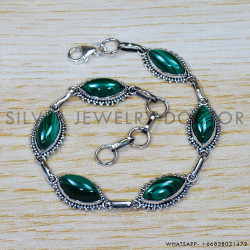 Malachite 925 Sterling Silver Bracelet (SJWBR-421) Malachite 925 Sterling Silver Bracelet (SJWBR-421)