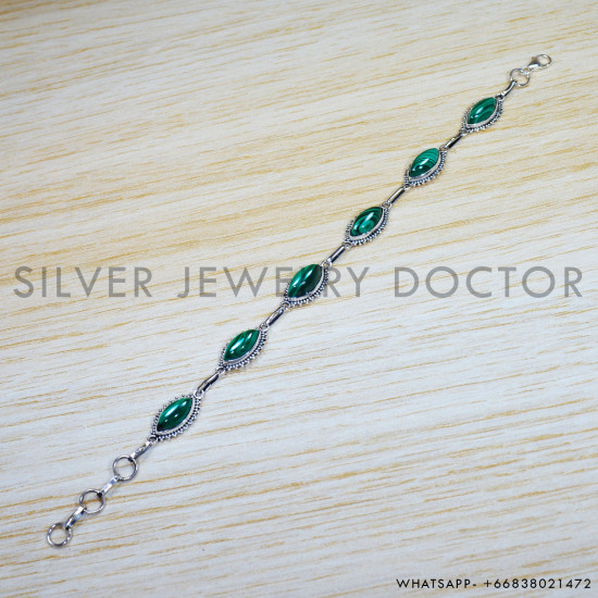 Malachite 925 Sterling Silver Bracelet (SJWBR-421) Malachite 925 Sterling Silver Bracelet (SJWBR-421)