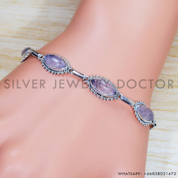 Rose Quartz 925 Sterling Silver Bracelet (SJWBR-422)