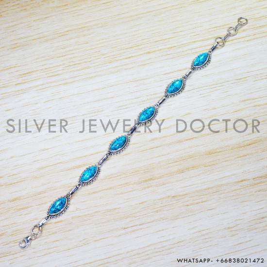 Turquoise 925 Sterling Silver Bracelet (SJWBR-425) Turquoise 925 Sterling Silver Bracelet (SJWBR-425)