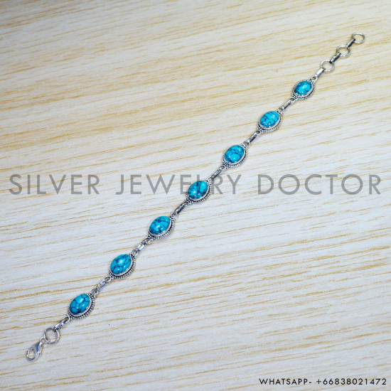Turquoise 925 Sterling Silver Bracelet (SJWBR-426) Turquoise 925 Sterling Silver Bracelet (SJWBR-426)