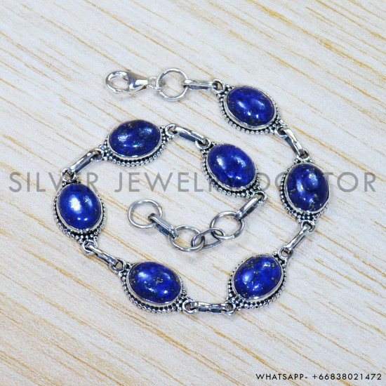 Lapis Lazuli 925 Sterling Silver Bracelet (SJWBR-427) Lapis Lazuli 925 Sterling Silver Bracelet (SJWBR-427)