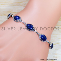 Lapis Lazuli 925 Sterling Silver Bracelet (SJWBR-427)