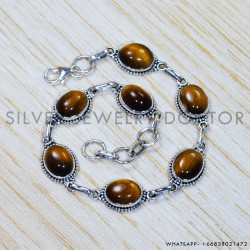 Tiger Eye 925 Sterling Silver Bracelet (SJWBR-428) Tiger Eye 925 Sterling Silver Bracelet (SJWBR-428)
