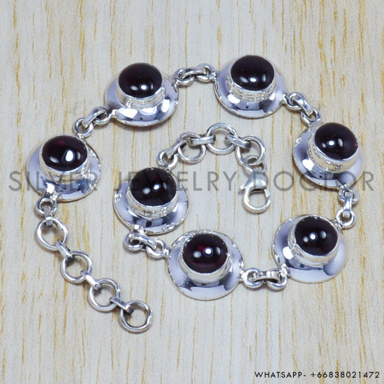 Garnet 925 Sterling Silver Bracelet (SJWBR-43)