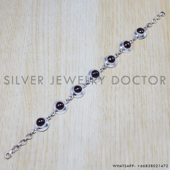 Garnet 925 Sterling Silver Bracelet (SJWBR-43)