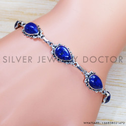 Lapis Lazuli 925 Sterling Silver Bracelet (SJWBR-432)