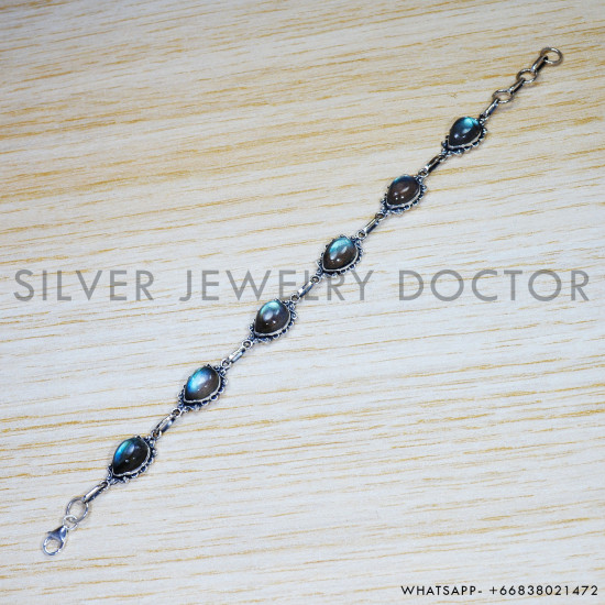 Labradorite 925 Sterling Silver Bracelet (SJWBR-436) Labradorite 925 Sterling Silver Bracelet (SJWBR-436)