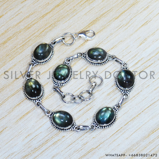 Labradorite 925 Sterling Silver Bracelet (SJWBR-438) Labradorite 925 Sterling Silver Bracelet (SJWBR-438)