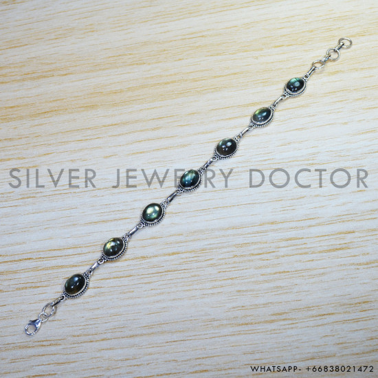 Labradorite 925 Sterling Silver Bracelet (SJWBR-438) Labradorite 925 Sterling Silver Bracelet (SJWBR-438)