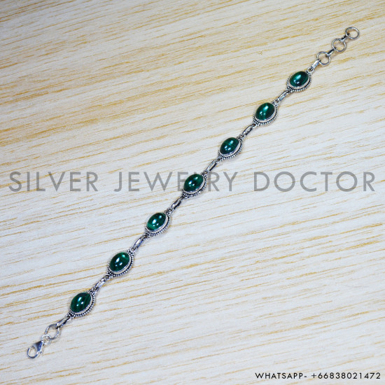 Malachite 925 Sterling Silver Bracelet (SJWBR-441) Malachite 925 Sterling Silver Bracelet (SJWBR-441)