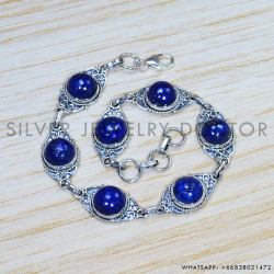 Lapis Lazuli 925 Sterling Silver Bracelet (SJWBR-442) Lapis Lazuli 925 Sterling Silver Bracelet (SJWBR-442)