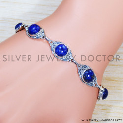 Lapis Lazuli 925 Sterling Silver Bracelet (SJWBR-442)
