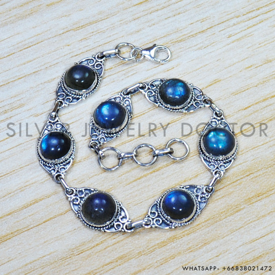 Labradorite 925 Sterling Silver Bracelet (SJWBR-443) Labradorite 925 Sterling Silver Bracelet (SJWBR-443)