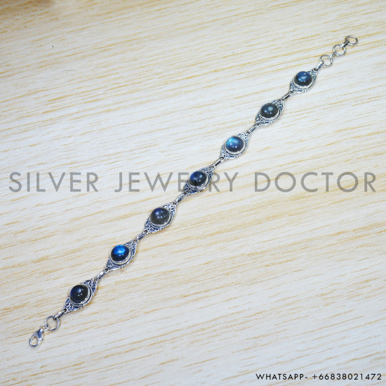 Labradorite 925 Sterling Silver Bracelet (SJWBR-443) Labradorite 925 Sterling Silver Bracelet (SJWBR-443)