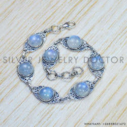 Rainbow Moonstone 925 Sterling Silver Bracelet (SJWBR-445)