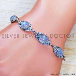 Rainbow Moonstone 925 Sterling Silver Bracelet (SJWBR-445)