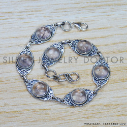 Rose Quartz 925 Sterling Silver Bracelet (SJWBR-446)