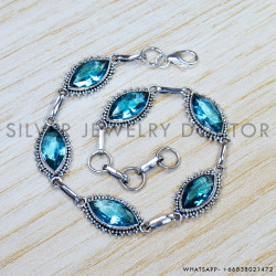 Blue Topaz 925 Sterling Silver Bracelet (SJWBR-447)