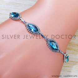 Blue Topaz 925 Sterling Silver Bracelet (SJWBR-447)