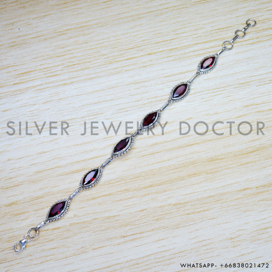 Garnet 925 Sterling Silver Bracelet (SJWBR-450) Garnet 925 Sterling Silver Bracelet (SJWBR-450)