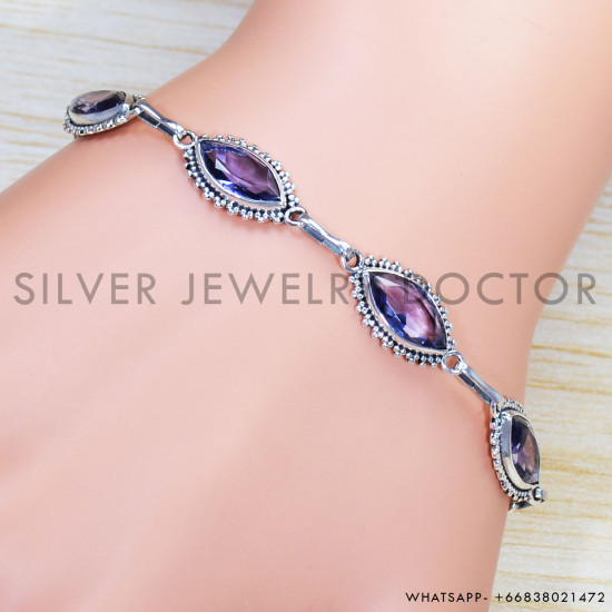 Amethyst 925 Sterling Silver Bracelet (SJWBR-451) Amethyst 925 Sterling Silver Bracelet (SJWBR-451)