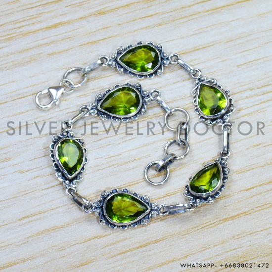 Peridot 925 Sterling Silver Bracelet (SJWBR-454) Peridot 925 Sterling Silver Bracelet (SJWBR-454)