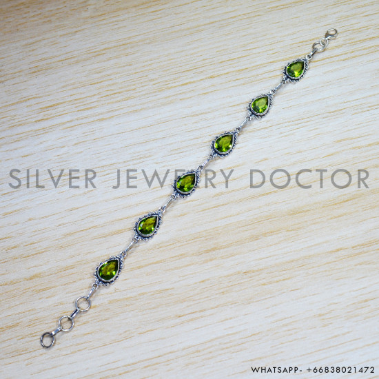 Peridot 925 Sterling Silver Bracelet (SJWBR-454) Peridot 925 Sterling Silver Bracelet (SJWBR-454)
