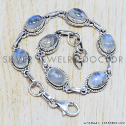 Rainbow Moonstone 925 Sterling Silver Bracelet (SJWBR-46)