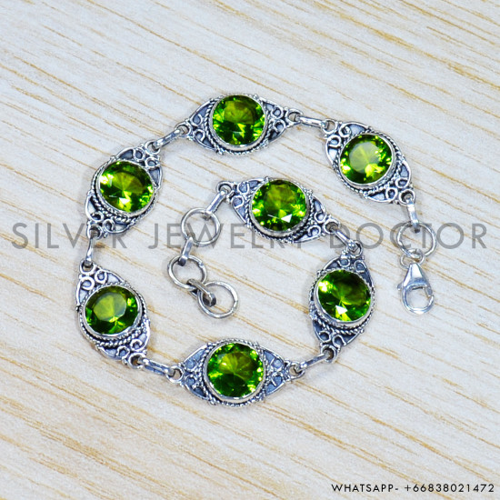 Peridot 925 Sterling Silver Bracelet (SJWBR-461) Peridot 925 Sterling Silver Bracelet (SJWBR-461)