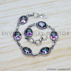 Mystic Topaz 925 Sterling Silver Bracelet (SJWBR-462)