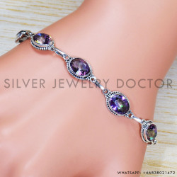 Mystic Topaz 925 Sterling Silver Bracelet (SJWBR-462)