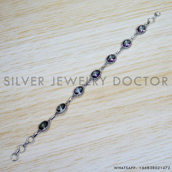 Mystic Topaz 925 Sterling Silver Bracelet (SJWBR-462) Mystic Topaz 925 Sterling Silver Bracelet (SJWBR-462)