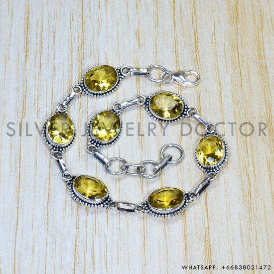 Citrine 925 Sterling Silver Bracelet (SJWBR-463) Citrine 925 Sterling Silver Bracelet (SJWBR-463)