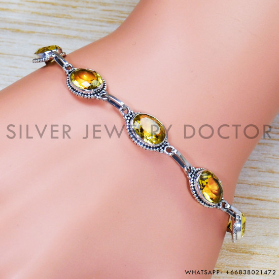 Citrine 925 Sterling Silver Bracelet (SJWBR-463) Citrine 925 Sterling Silver Bracelet (SJWBR-463)