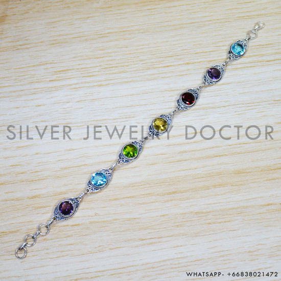 Blue Topaz 925 Sterling Silver Bracelet (SJWBR-467) Blue Topaz 925 Sterling Silver Bracelet (SJWBR-467)