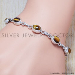 Tiger Eye 925 Sterling Silver Bracelet (SJWBR-47)