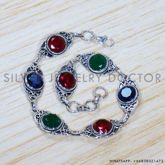 Ruby 925 Sterling Silver Bracelet (SJWBR-475)