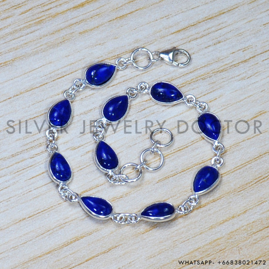 Lapis Lazuli 925 Sterling Silver Bracelet (SJWBR-477) Lapis Lazuli 925 Sterling Silver Bracelet (SJWBR-477)