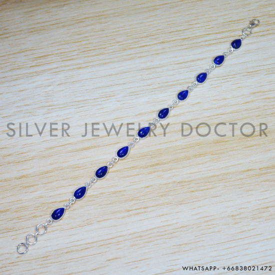 Lapis Lazuli 925 Sterling Silver Bracelet (SJWBR-477) Lapis Lazuli 925 Sterling Silver Bracelet (SJWBR-477)