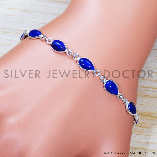 Lapis Lazuli 925 Sterling Silver Bracelet (SJWBR-477) Lapis Lazuli 925 Sterling Silver Bracelet (SJWBR-477)