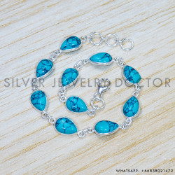 Turquoise 925 Sterling Silver Bracelet (SJWBR-480) Turquoise 925 Sterling Silver Bracelet (SJWBR-480)