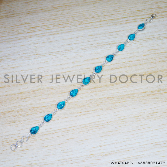 Turquoise 925 Sterling Silver Bracelet (SJWBR-480) Turquoise 925 Sterling Silver Bracelet (SJWBR-480)