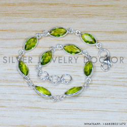 Peridot 925 Sterling Silver Bracelet (SJWBR-485)