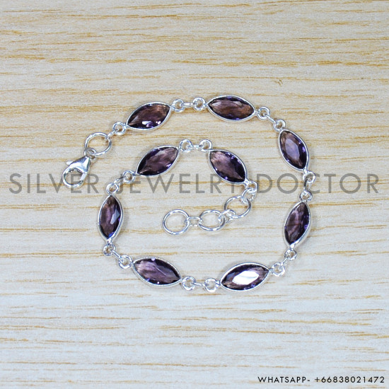 Amethyst 925 Sterling Silver Bracelet (SJWBR-487) Amethyst 925 Sterling Silver Bracelet (SJWBR-487)