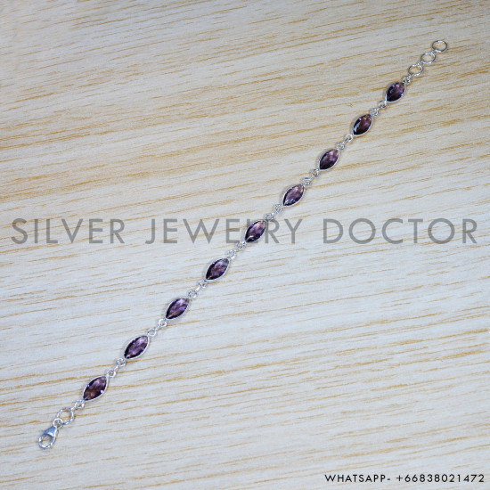 Amethyst 925 Sterling Silver Bracelet (SJWBR-487) Amethyst 925 Sterling Silver Bracelet (SJWBR-487)