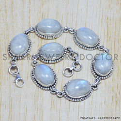 Rainbow Moonstone 925 Sterling Silver Bracelet (SJWBR-49)