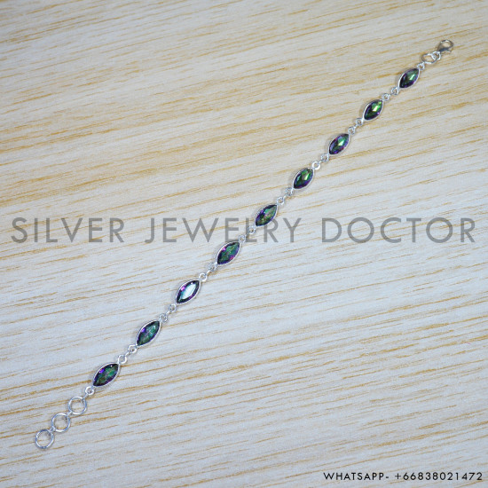 Mystic Topaz 925 Sterling Silver Bracelet (SJWBR-490) Mystic Topaz 925 Sterling Silver Bracelet (SJWBR-490)