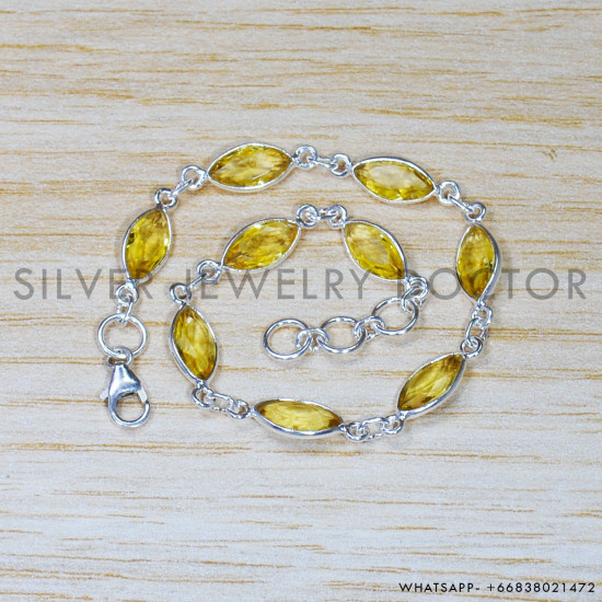Citrine 925 Sterling Silver Bracelet (SJWBR-491) Citrine 925 Sterling Silver Bracelet (SJWBR-491)