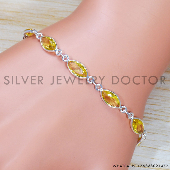 Citrine 925 Sterling Silver Bracelet (SJWBR-491) Citrine 925 Sterling Silver Bracelet (SJWBR-491)